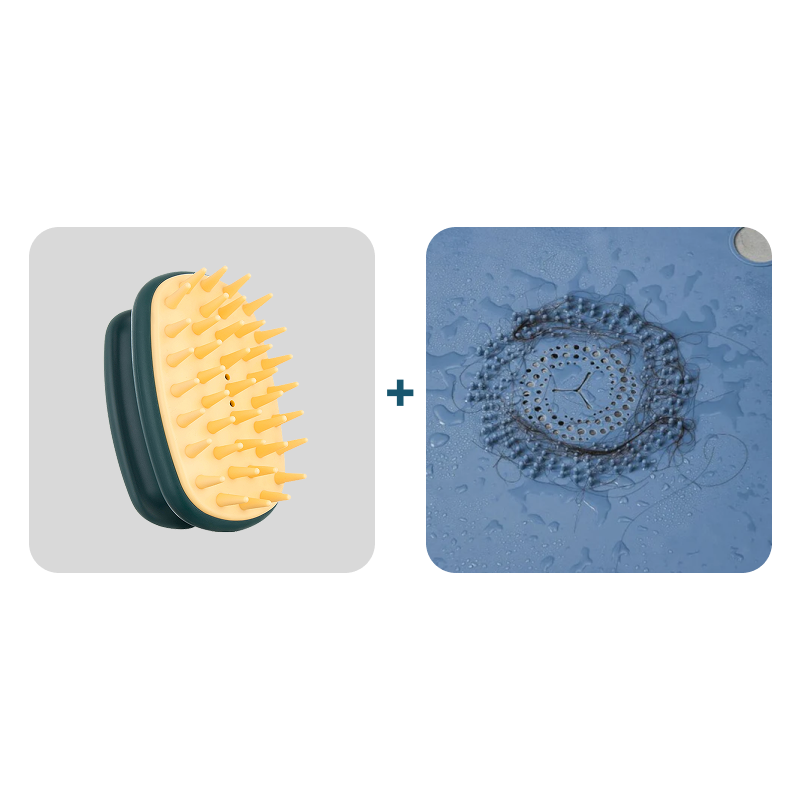 Paquete gratuito Ultimate Shower Care: Masajeador de cuero cabelludo & Recogedor de pelo