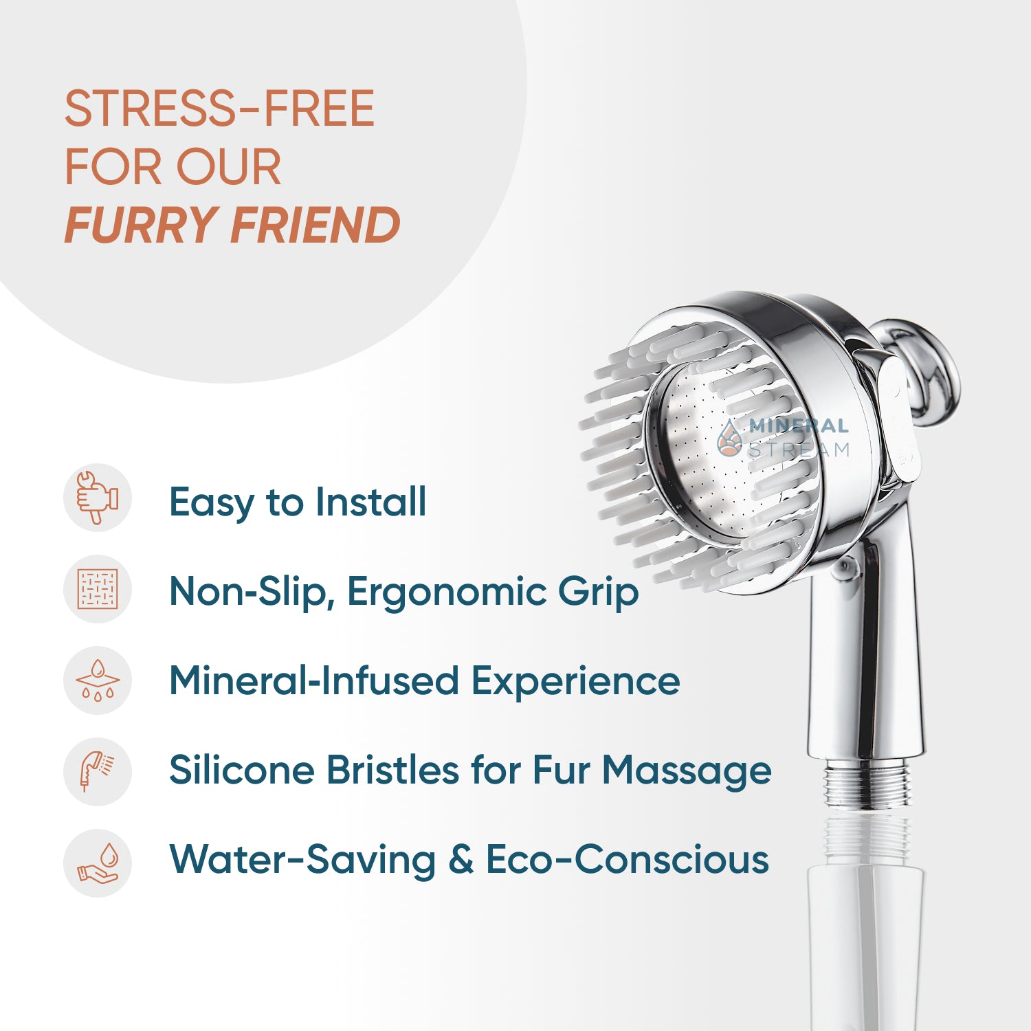Kit de elementos esenciales para ducha con cabezal de ducha para spa para perros