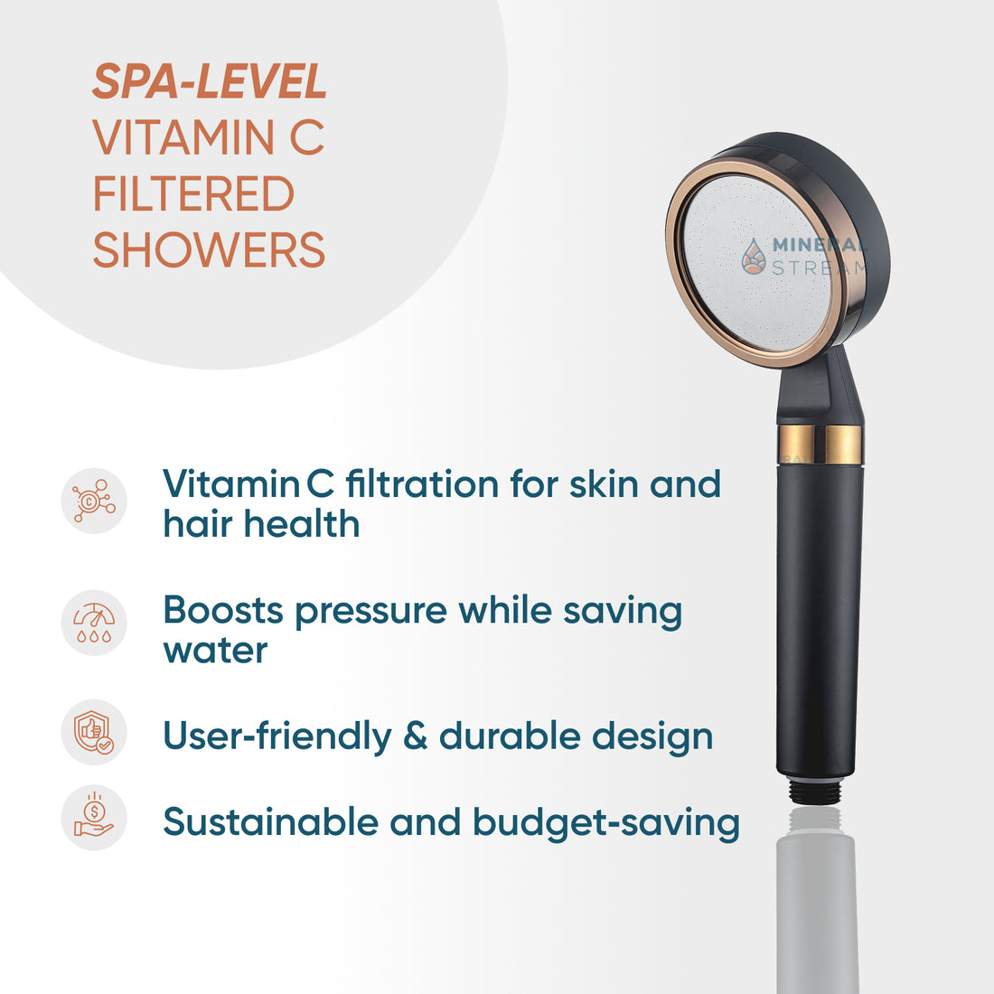 Alcachofa de ducha MineralStream™ BLACK - Kit Esencial de Vitamina C