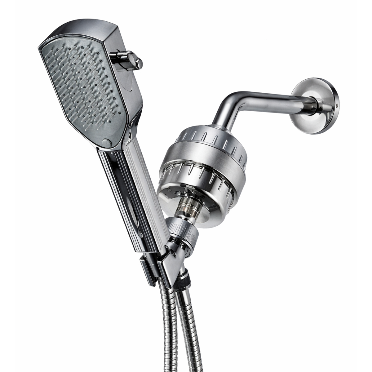 Kit de ducha completo con cabezal de ducha con peine desenredante
